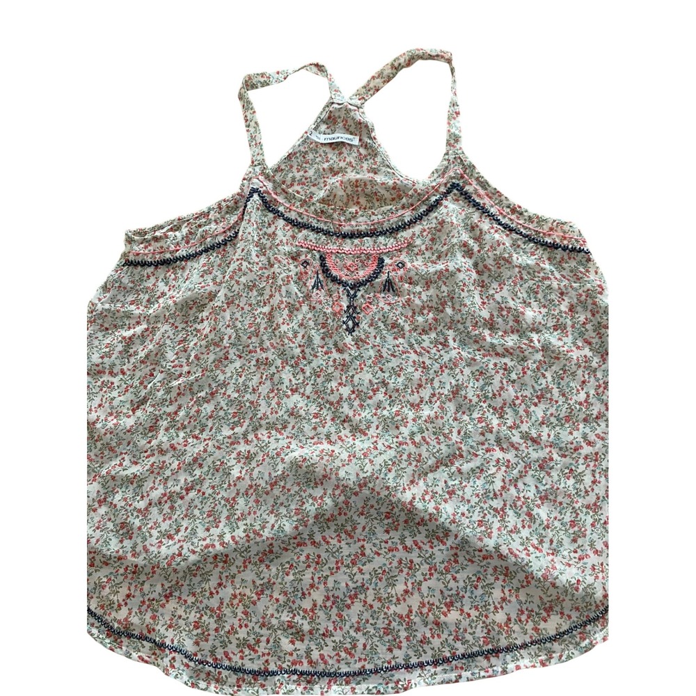 Maurices Floral Embroidered Racerback Tank Top Sz 2 Blouse Layering